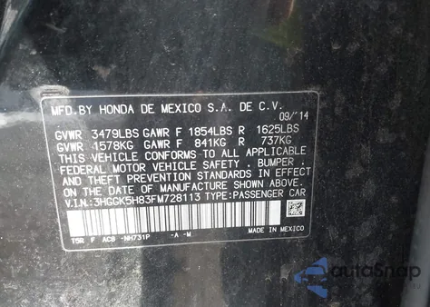 2015 Honda Fit Ex/Ex-L z USA, uszkodzony, nr VIN 3HGGK5H83FM728113